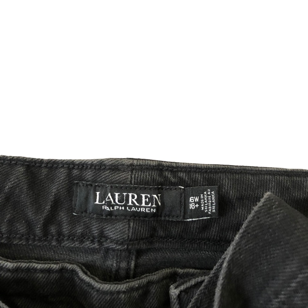 NWT Lauren Ralph Lauren Belted High-Rise Black Round Tapered Jean Size 16W - Picture 4 of 6